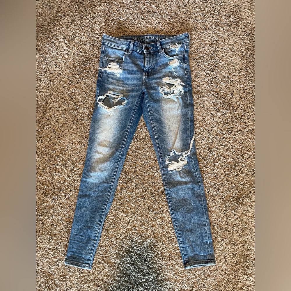 American Eagle Outfitters Distressed Blue Jeans for Women